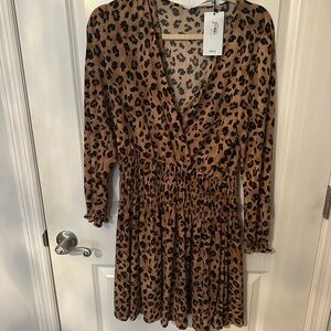 Leopard Print Long Sleeve Dress